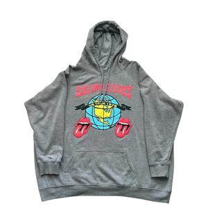 Torrid Rolling Stones US Tour 1978 Puff Hoodie Sweater Gray Plus Sz 3 3XL Retro